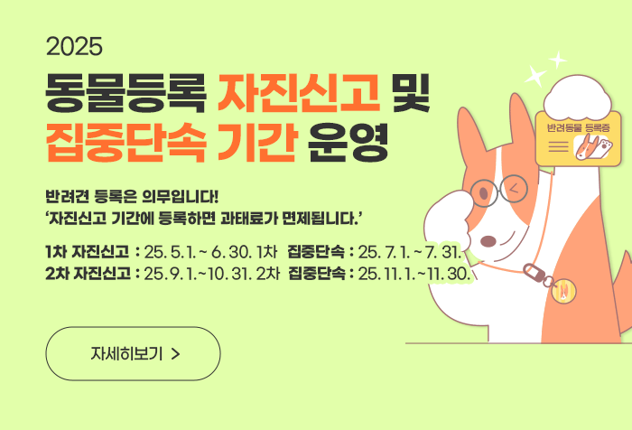 2025 동물등록 자진신고 및 집중단속 기간 운영